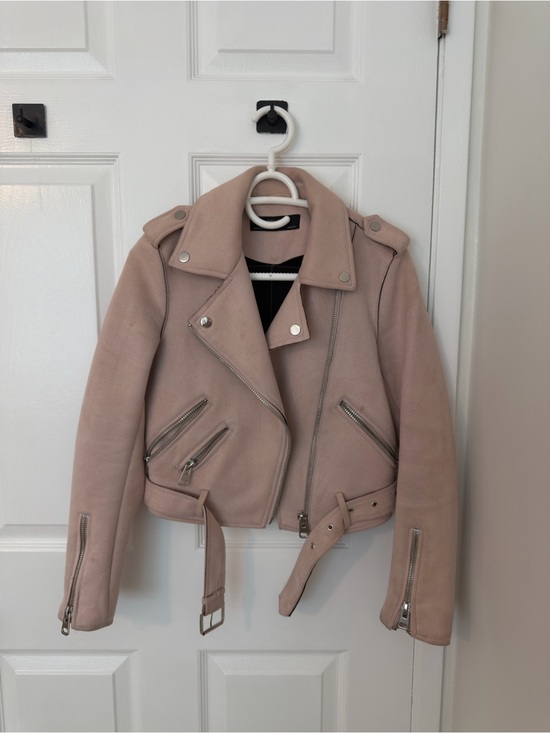 Zara Jackets & Blazers - ZARA Womens Blush Pink Moto Jacket with Belt